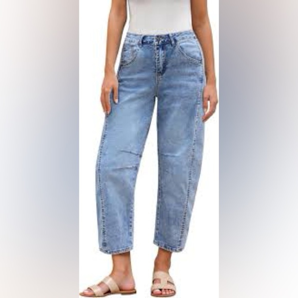 Light Blue High-Rise Wide Leg Jeans - Women